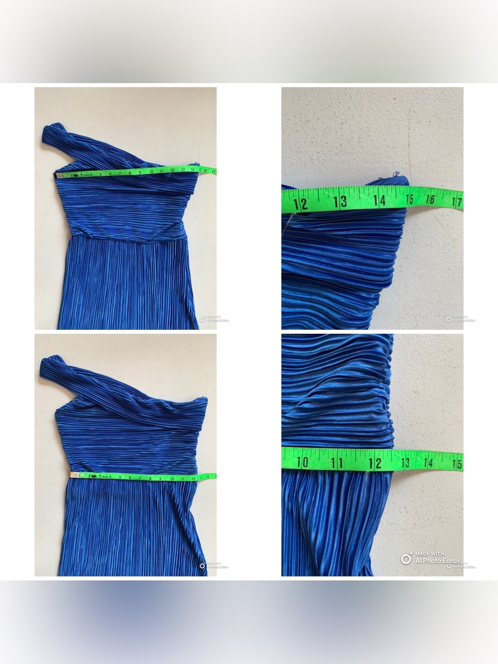 Lulus Small Poised Performance Blue Plisse One-Shoulder Maxi Dress NWT Formal - Picture 15 of 17